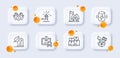 Building, Lighthouse and Builders union line icons pack. For web app. 3d glass buttons. Vector