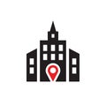 Building location concept icon design. Architecture build sign. Vector illustration.