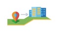 Building Location Pin with Arrow Directional Icon Vector, vector design Generative AI Royalty Free Stock Photo