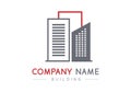 Red and gray modern building logo, Architecture vector and construction design, Creative brand business company