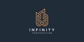 Building logo design with creative infinity element concept Premium Vector Royalty Free Stock Photo