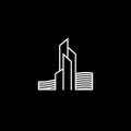 Building logo icon abstract design for real estate, property, housing, and hotel agency isolated on black background