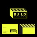 Building logo. The letters on the form of a brick or module.