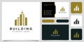 Building logo with line art style. city building abstract for logo design inspiration and business card design Royalty Free Stock Photo