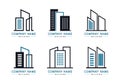 Building logo set on white background, Black and blue brand business company vector collection