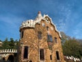 Building at the main entrance at Park Guell, Barcelona, Spain