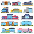 Building mall vector storefront of newbuild mall and store facade illustration set of business officebuilding of