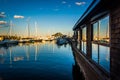 Building and marina on the waterfront in Boston, Massachusetts.