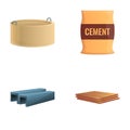 Building material icons set cartoon vector. Industrial construction supplies Royalty Free Stock Photo