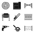 Building material icons set, simple style Royalty Free Stock Photo