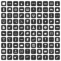 100 building materials icons set black