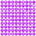 100 building materials icons set purple