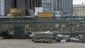 Building materials outside at the day. Construction work on a public street. Royalty Free Stock Photo
