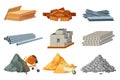 Set of building materials, vector isolated objects