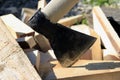 Building materials from wood. Royalty Free Stock Photo