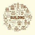 Building minimal thin line icons set Royalty Free Stock Photo