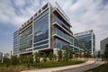 a building with a mix of modern and traditional architecture, built to be sustainable and environmentally friendly Royalty Free Stock Photo