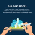 Building Model Website Banner. 3d Cityscape