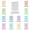 Building multi color icon. Simple thin line, outline  of buildings icons for ui and ux, website or mobile application Royalty Free Stock Photo