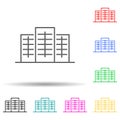 Building multi color set icon. Simple thin line, outline vector of building icons for ui and ux, website or mobile application Royalty Free Stock Photo