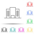 Building multi color set icon. Simple thin line, outline vector of building icons for ui and ux, website or mobile application Royalty Free Stock Photo