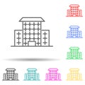 Building multi color set icon. Simple thin line, outline vector of building icons for ui and ux, website or mobile application Royalty Free Stock Photo