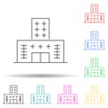 Building multi color set icon. Simple thin line, outline vector of building icons for ui and ux, website or mobile application Royalty Free Stock Photo