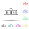 Building multi color set icon. Simple thin line, outline vector of building icons for ui and ux, website or mobile application Royalty Free Stock Photo