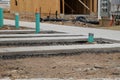 Building new concrete pavement foundation foundation for paving, path, walkway Royalty Free Stock Photo