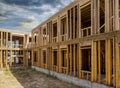 Building of New Home Construction exterior wood beam construction Royalty Free Stock Photo