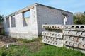 Building New House from Autoclave Aerated Concrete Blocks. Royalty Free Stock Photo