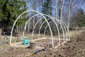 Building new plastic greenhouse hothouse construction