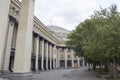 The building of the Novosibirsk state academic Opera and ballet theatre. Colonnade and trees