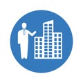 Building, office, broker, seller icon / blue color