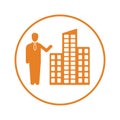 Building, office, broker, seller icon / orange color