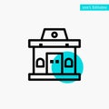 Building, Office, Ticket, Urban turquoise highlight circle point Vector icon