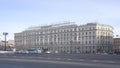 Building of Oktyabrskaya hotel in Vosstaniya square, the center of Saint Petersburg. Sunny winter view.