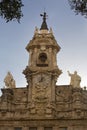 Building of the old bank of Valencia. Fragment of the facade of the Santos Juanes church in Valencia Iglesia de los Santos Juan