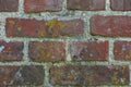 Building, old and closeup of red, brick wall for texture, background and pattern of exterior structure. Architecture Royalty Free Stock Photo