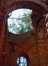 The building of old dilapidated Orthodox Church, inside view