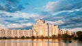 Building In Old Part Minsk, Downtown Nyamiha Royalty Free Stock Photo