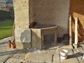 Building an outdoor fireplace Royalty Free Stock Photo