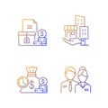 Building ownership gradient linear vector icons set