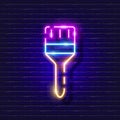 Building Paintbrush neon icon. Vector illustration for design. Repair tool glowing sign. Construction tools concept