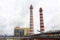 The building and pipes of the food processing plant