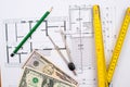 Building plan with money Royalty Free Stock Photo