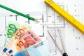 Building plan with money Royalty Free Stock Photo