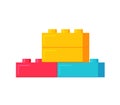 Building plastic toy bricks or child blocks construction vector flat cartoon illustration element isolated Royalty Free Stock Photo