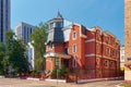 The building of the Plenipotentiary Representation of the Republic of Tuva in Moscow on Donskaya Street, cityscape