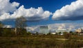 The building of the Police of Ukraine in the city of Severodonetsk against the background of clouds Royalty Free Stock Photo